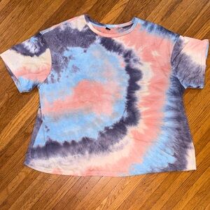 SHEIN Curve Tie-Dye Top in Coral and Sky